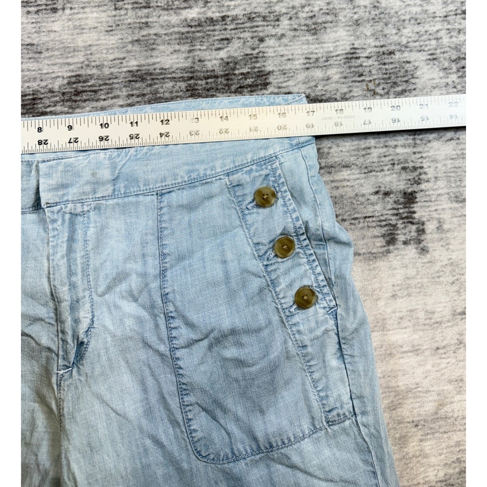 Gap Sailor Wide Leg Pants 10R Bleached Chambray Blue Tencel Lyocell 130000-02 - Picture 8 of 8